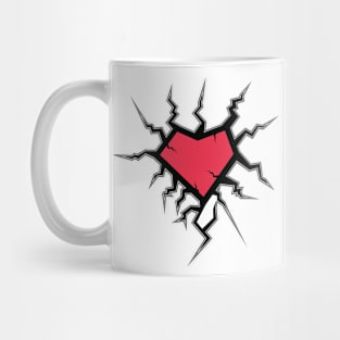 illustration of red love shaped crack Mug